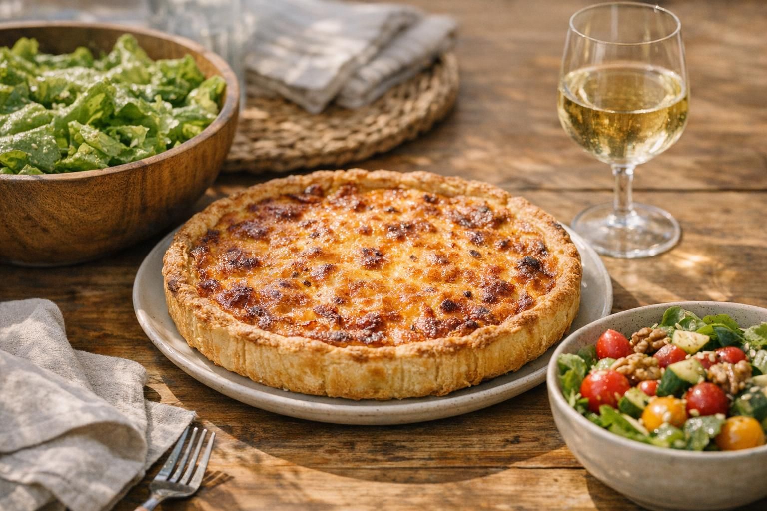 découvrez les meilleures idées d'accompagnement pour sublimer votre quiche lorraine, des salades fraîches aux légumes de saison, en passant par des vins adaptés.
