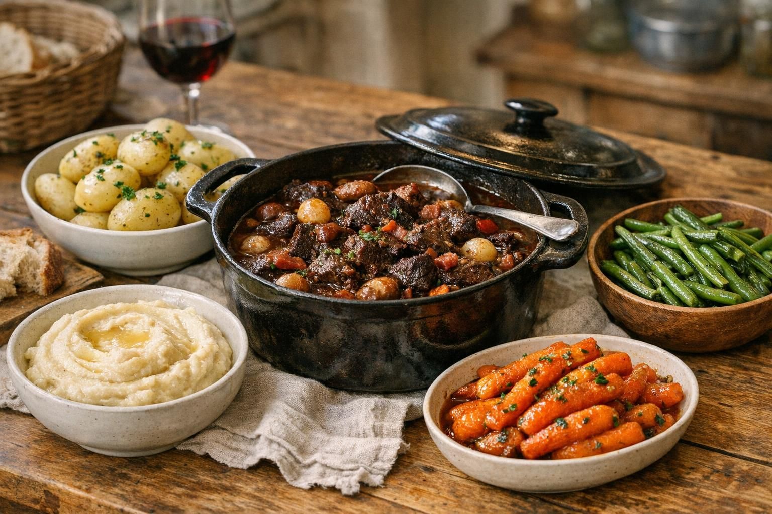découvrez les meilleures idées d'accompagnements pour sublimer votre boeuf bourguignon, des classiques pommes de terre aux légumes de saison.
