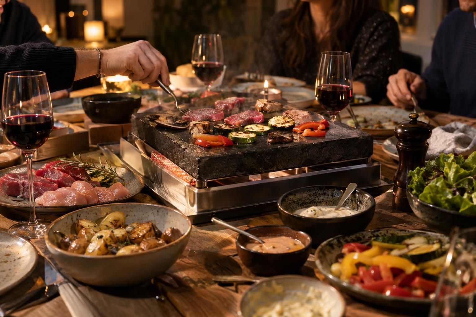 découvrez quoi servir avec une pierrade : sauces, salades, légumes, pommes de terre et idées gourmandes pour composer un repas convivial.